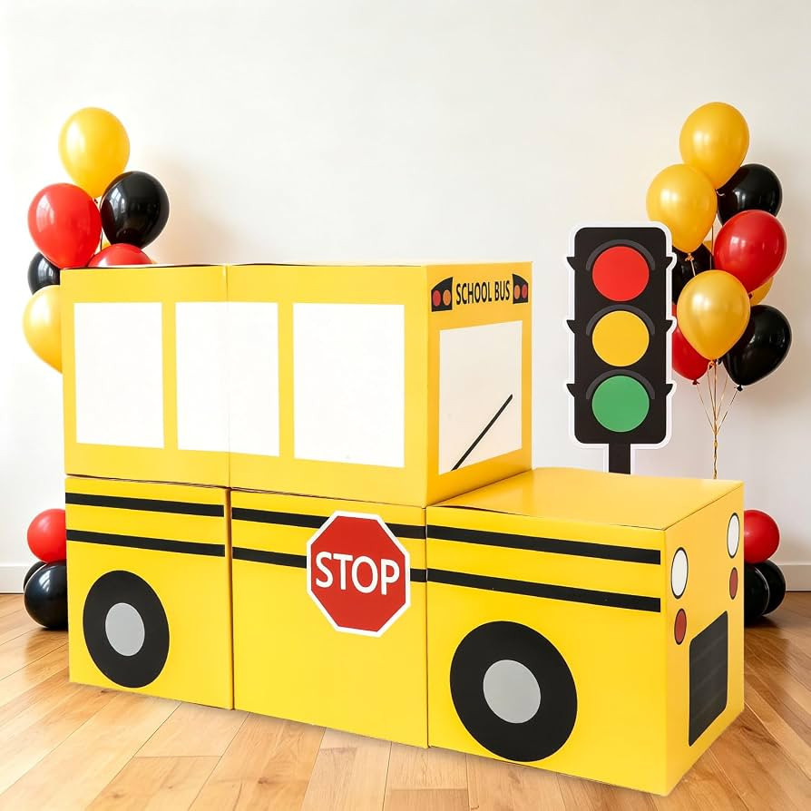 JarThenaAMCS 5Pcs Large School Bus Classroom Decoration Boxes Yellow Back to School Balloon Box B... | Amazon (US)