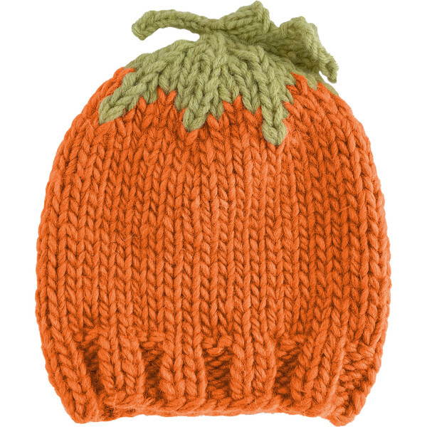 Knit Pumpkin Hat, Orange & Green | Maisonette