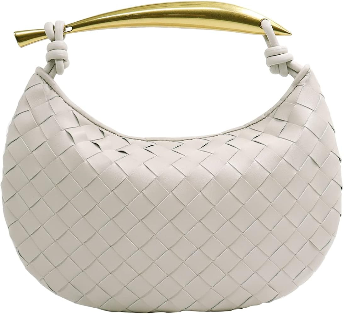 Woven Leather Hobe Dumpling Bag Dinner Handbag For Women Purse Hobo Bag Knotted Woven Handbag Sum... | Amazon (US)