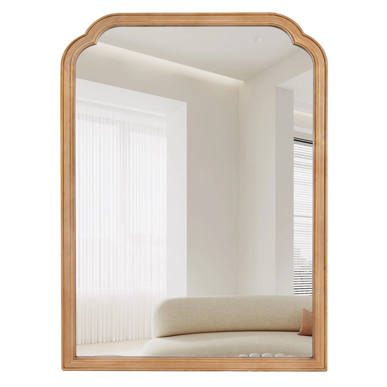 Magnifique Wall Mirror Farmhouse Rounded Corner Arch Wood Frame for Bathroom 30" x 40", Natural W... | Walmart (US)
