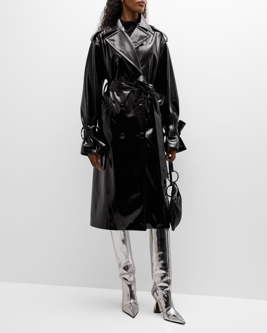 Bruer Patent Faux Leather Trench Coat | Neiman Marcus