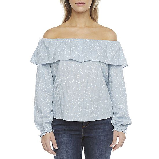 a.n.a Womens Straight Neck Long Sleeve Blouse | JCPenney