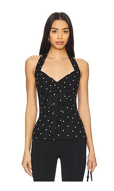 LPA Romi Halter Top in Black And Cream Dot from Revolve.com | Revolve Clothing (Global)