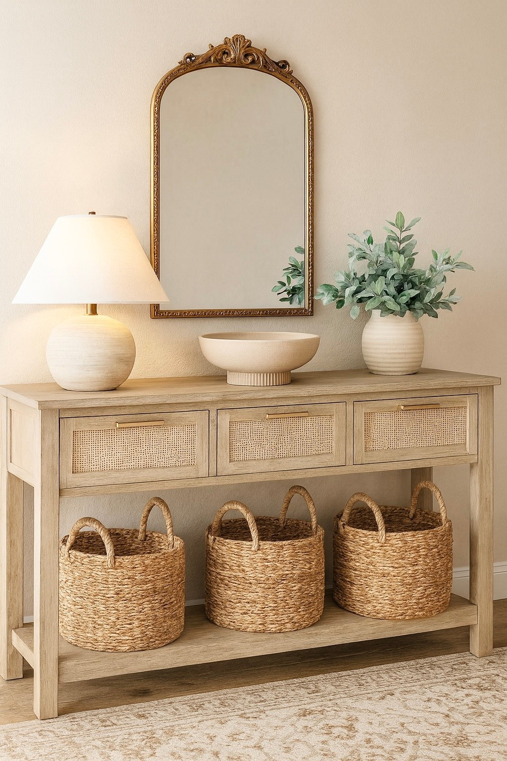 entryway decor, entryway table styling, neutral entryway, modern entryway, cozy home decor, neutral home decor, console table decor, entryway console table, entryway mirror, gold mirror decor, woven basket storage, functional entryway storage, small entryway ideas, foyer decor ideas, minimalist home decor, warm neutral home, organic modern decor, transitional home style, elevated entryway, amazon home finds, target home finds, affordable home decor, trendy home decor, home styling ideas

#LTKHome
