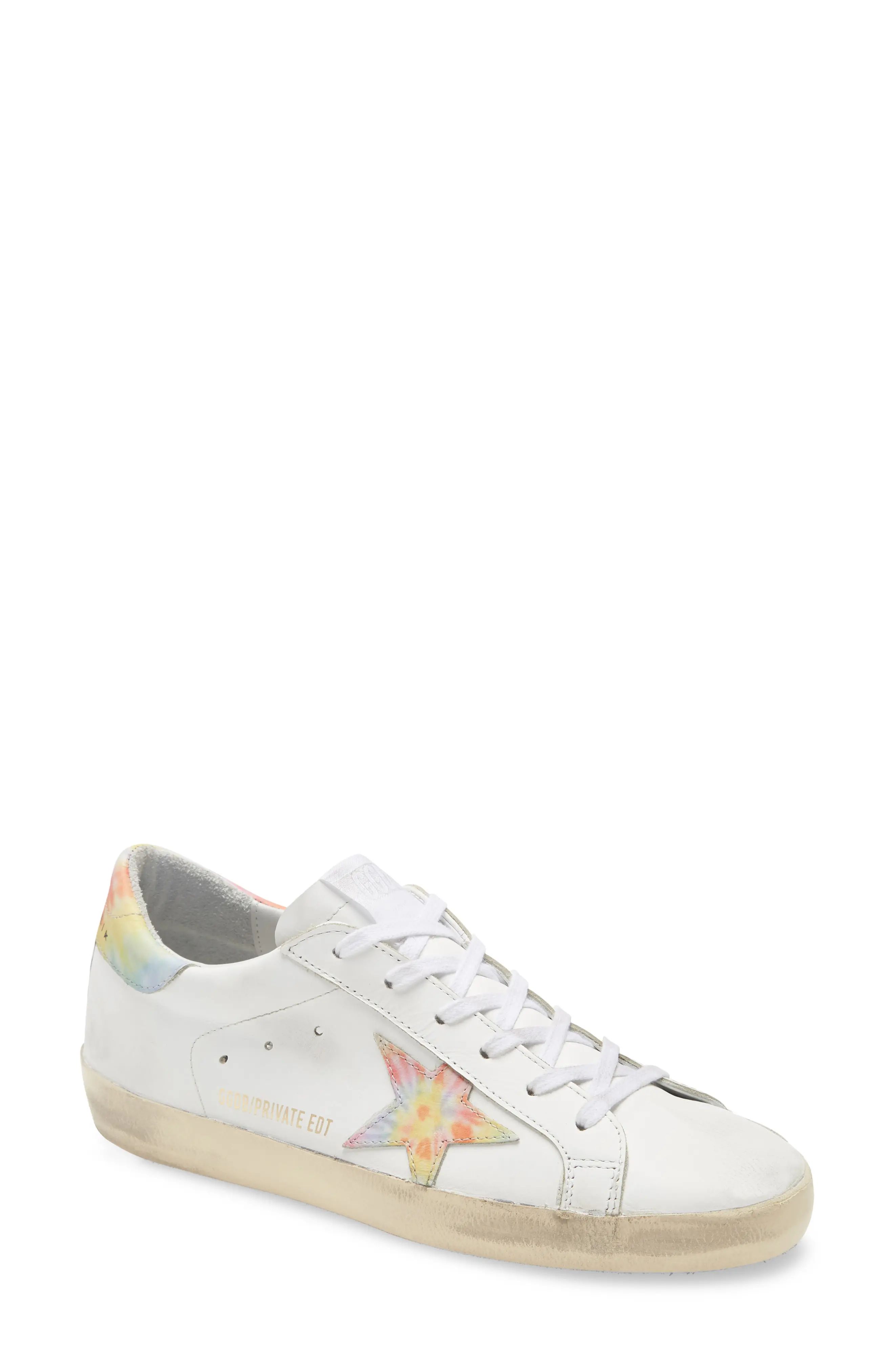 Golden Goose Super-Star Tie Dye Low Top Sneaker in White Leather at Nordstrom, Size 9Us | Nordstrom