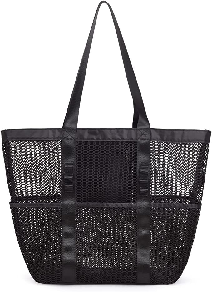 Mesh Beach Tote Large Bag 2022 Upgrade for Women with Multiple Pockets for Family Travel Swimming... | Amazon (US)