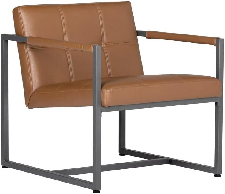 Studio Designs Home Modern Accent Chair Camber Mid-Century, Pewter Grey Metal Frame & Caramel Brown  | Amazon (US)