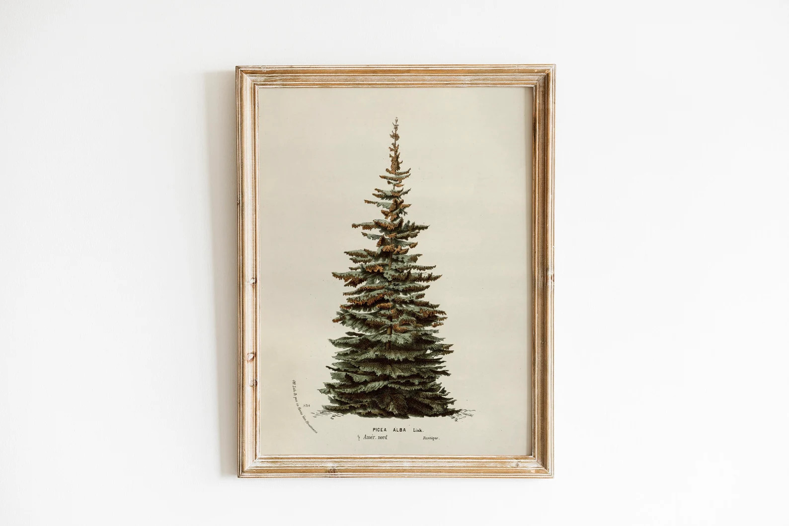 Neutral Christmas Tree Wall Art | Vintage Holiday Tree Printable | Rustic Winter Wall Art | Cozy ... | Etsy (US)