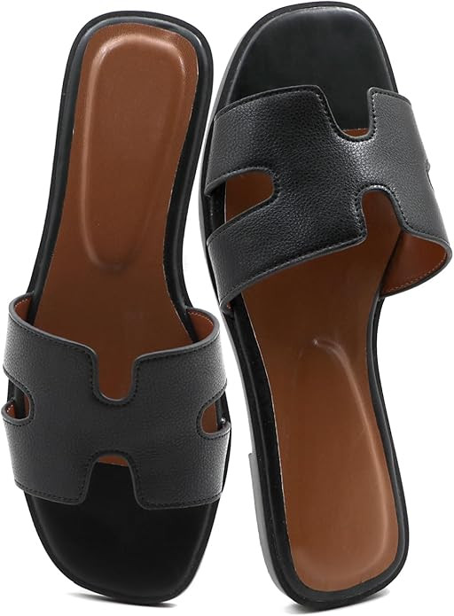 Women's Flat Sandals.Flat Sandals with Unique Design, PU Leather Handcrafted Slippers,Versatile f... | Amazon (US)