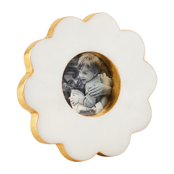 Circle Scallop Marble Frame | Mud Pie