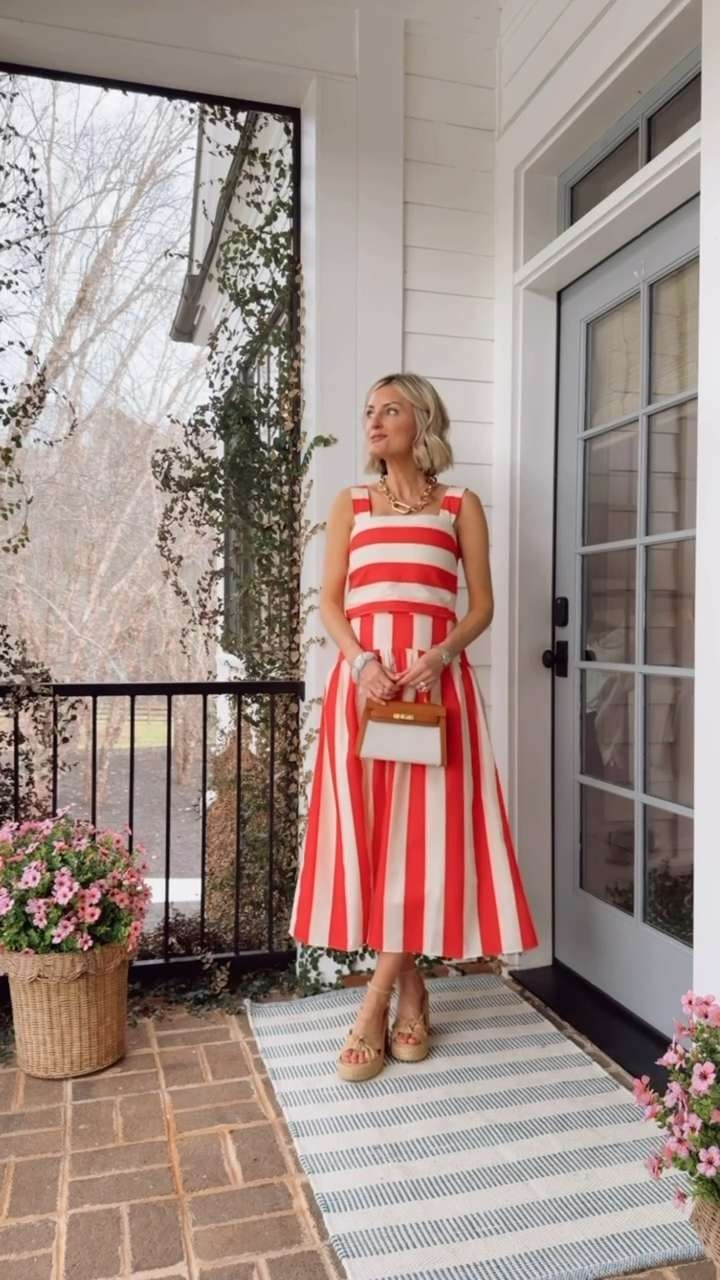 Love this striped matching set for upcoming warm weather! The prettiest shade of poppy red, and can be mixed and matched. This is perfect for vacation! Wearing XS! 

Loverly Grey, Avara, spring outfit, matching set, resort wear, vacation outfit ideas, maxi stripe skirt set 

 #LTKootd #LTKSeasonal #LTKTravel