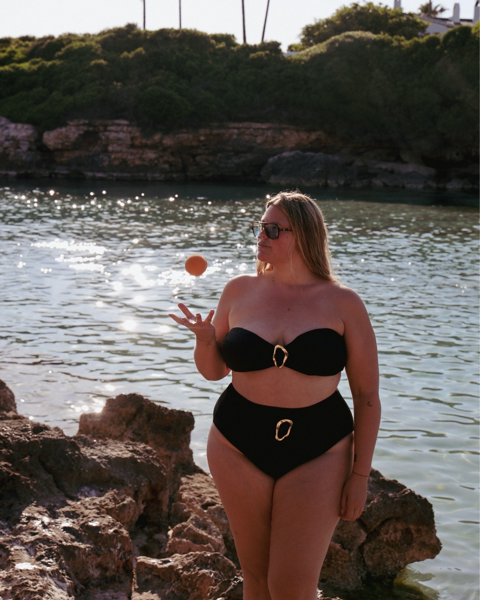 Chic curve friendly black bikini with gold hardware - runs a little big!

#LTKSwim #LTKPlusSize #LTKMidsize
