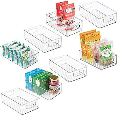 mDesign Plastic Kitchen Pantry Cabinet, Refrigerator or Freezer Food Storage Bins with Handles - ... | Amazon (US)