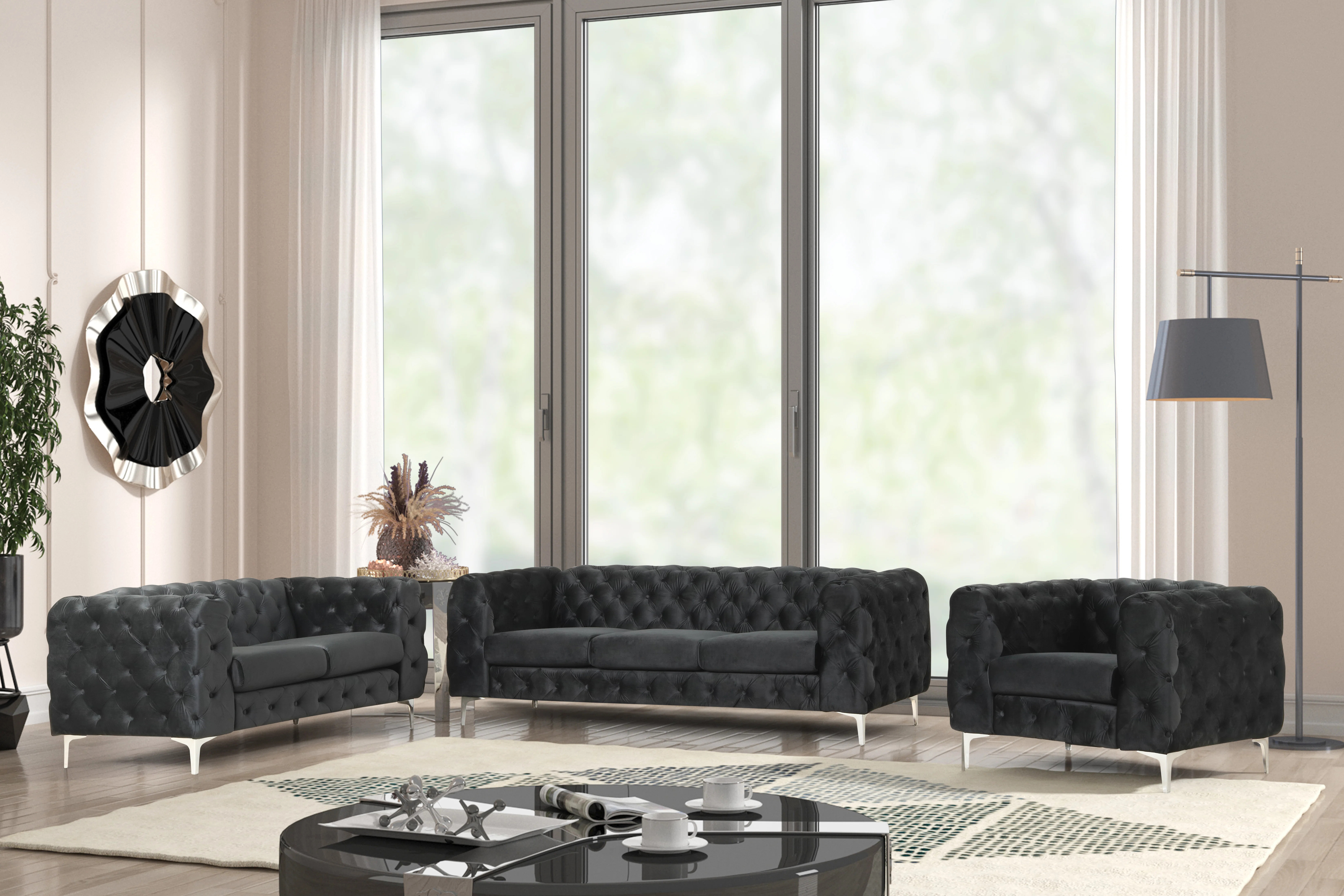 Godeus 3 Piece Velvet Living Room Set | Wayfair North America