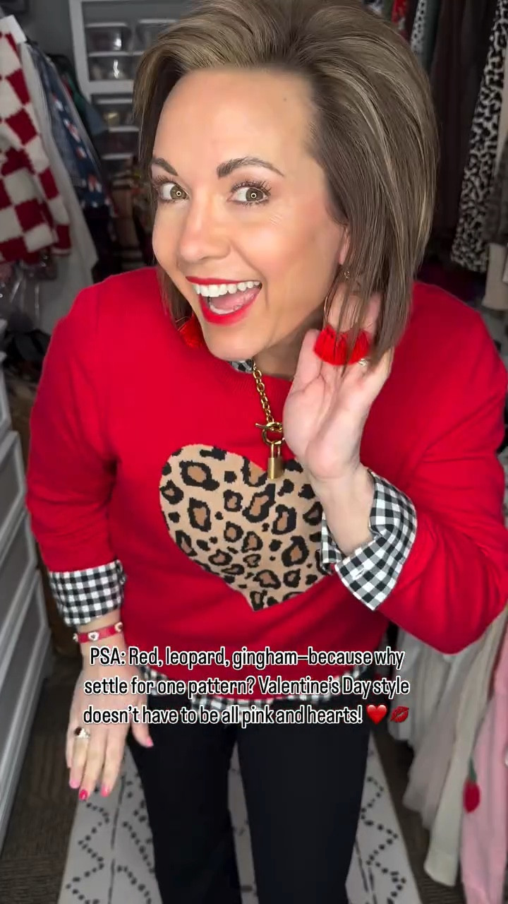 PSA: Red, leopard, gingham—because why settle for one pattern? Valentine’s Day style doesn’t have to be all pink and hearts! ❤️💋

I’m loving this fun pattern mix for a festive yet chic look! The bold leopard print and vibrant red sweater give a playful nod to the holiday, while the gingham adds an unexpected twist. Layered with a camel coat and classic black pants, it’s a stylish winter OOTD that works for date night, work, or a Galentine’s brunch!

What do you think—would you mix patterns like this?👇💬

Comment “SHOP” below to get a DM with the link to my LTK ⬇ 

⭐️⭐️ Please be sure to follow me for the link to be sent to you directly! ⭐️⭐️ 

#ValentinesDayOutfit #PatternMixing #WinterStyleInspo #OOTDChic #CasualValentinesLook #LeopardPrintLover #ChicAndComfyStyle #EverydayFashionInspo #ClosetStapleLooks #WinterOutfitIdeas

Valentine’s Day outfit ideas
leopard print sweater styling
gingham layering ideas
camel coat winter outfit
pattern mixing for winter
casual Valentine’s Day look
red sweater fashion ideas
winter OOTD style inspiration
layered outfits for cold weather
chic casual outfit ideas
holiday outfit inspiration
fun print mixing ideas
leopard print Valentine’s look
camel coat outfit styling
festive winter outfit ideas
classic winter wardrobe essentials
winter layering ideas
stylish Valentine’s Day outfit
fashion-forward winter looks
holiday style inspiration

#LTKFindsUnder50 #LTKStyleTip #LTKSeasonal