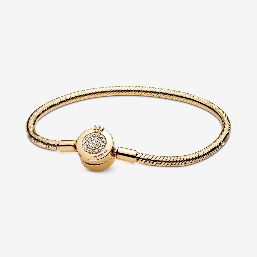 Pandora Moments Sparkling Crown O Snake Chain Bracelet | Pandora (US)