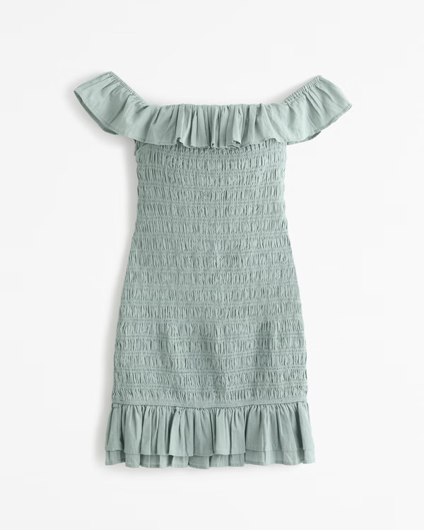 Off-The-Shoulder Smocked Mini Dress | Abercrombie & Fitch (US)