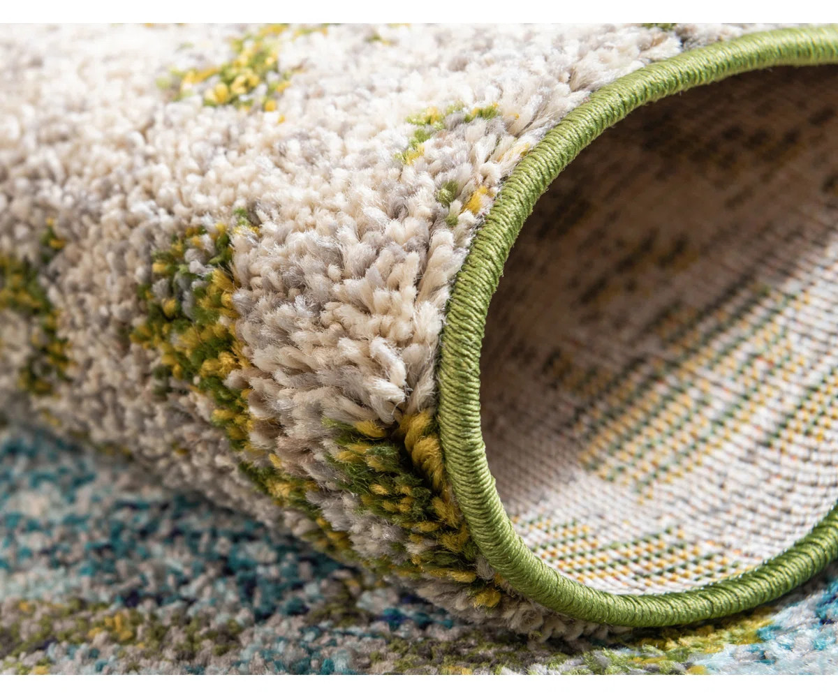 Rizer Abstract Blue/Green/Brown Rug | Wayfair North America