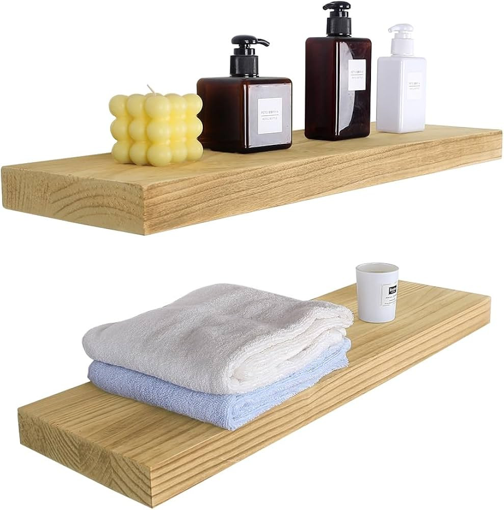 Jairs Floating Shelves for Wall - Natural Finish, 24" x 7", Set of 2 | Elegant Wall Shelves, Dura... | Amazon (US)