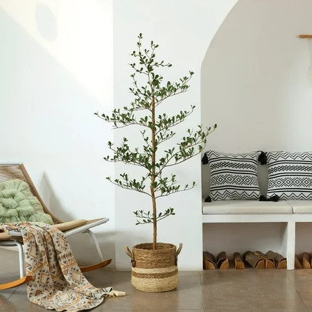 DR.Planzen 5ft Faux Black Olive Tree - Realistic Potted Artificial Tree with Natural Trunk & Silk Leaves - Tall Faux Plant for Home, Office, Indoor & Outdoor Decor - Low Maintenance & UV Resistant | Walmart (US)