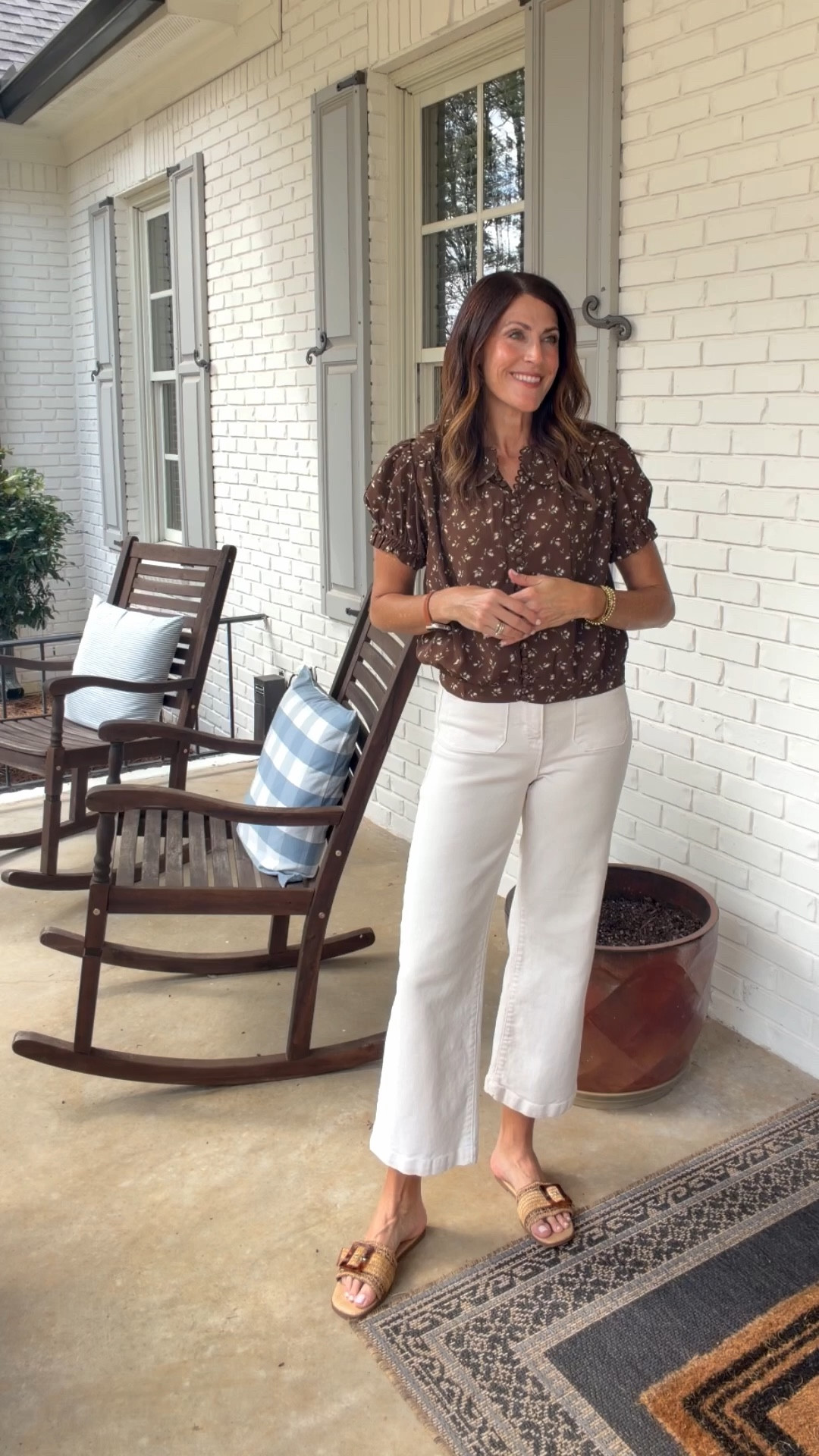 So glad chocolate brown is sticking around for spring this year! I love the feminine details of this cropped blouse from @shopbohme and it paired so well with my favorite ecru denim from @Avara 🤎🤍

#LTKootd #LTKOver40 #LTKmomlife