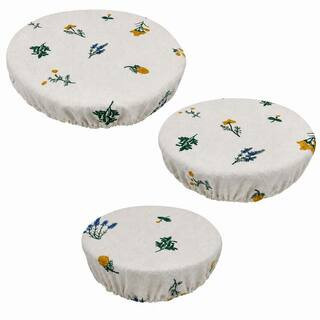 Natural Beige Viscose Linen Kitchen Bowl Covers Set with Breathable Elastic Food Lid for Sourdough Proofing Set of 4 | The Home Depot