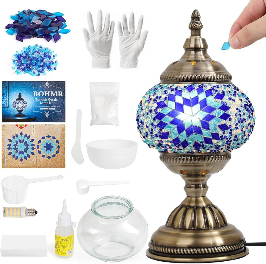 DIY Turkish Mosaic Lamp Kit, Stained Glass Table Lamp Making Kit- Easy and Fun, No Experience Nee... | Amazon (US)