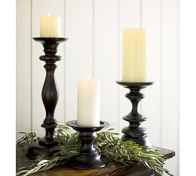 Turned Wood Pillar Candleholder | Pottery Barn (US)