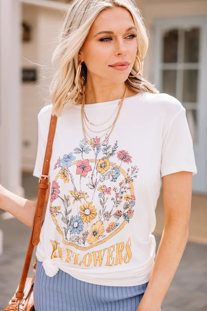 Pickin' Wildflowers Ivory White Graphic Tee | The Mint Julep Boutique