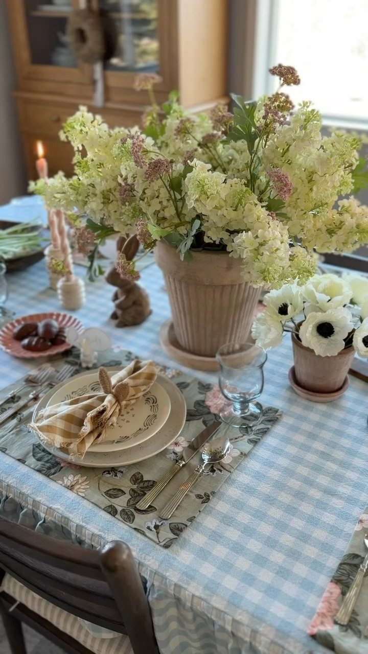 The cutest tablescape for Easter! I love how all of these layers of pattern, color, and texture came together for an organic and beautiful spread. 

#LTKHome #LTKSaleAlert