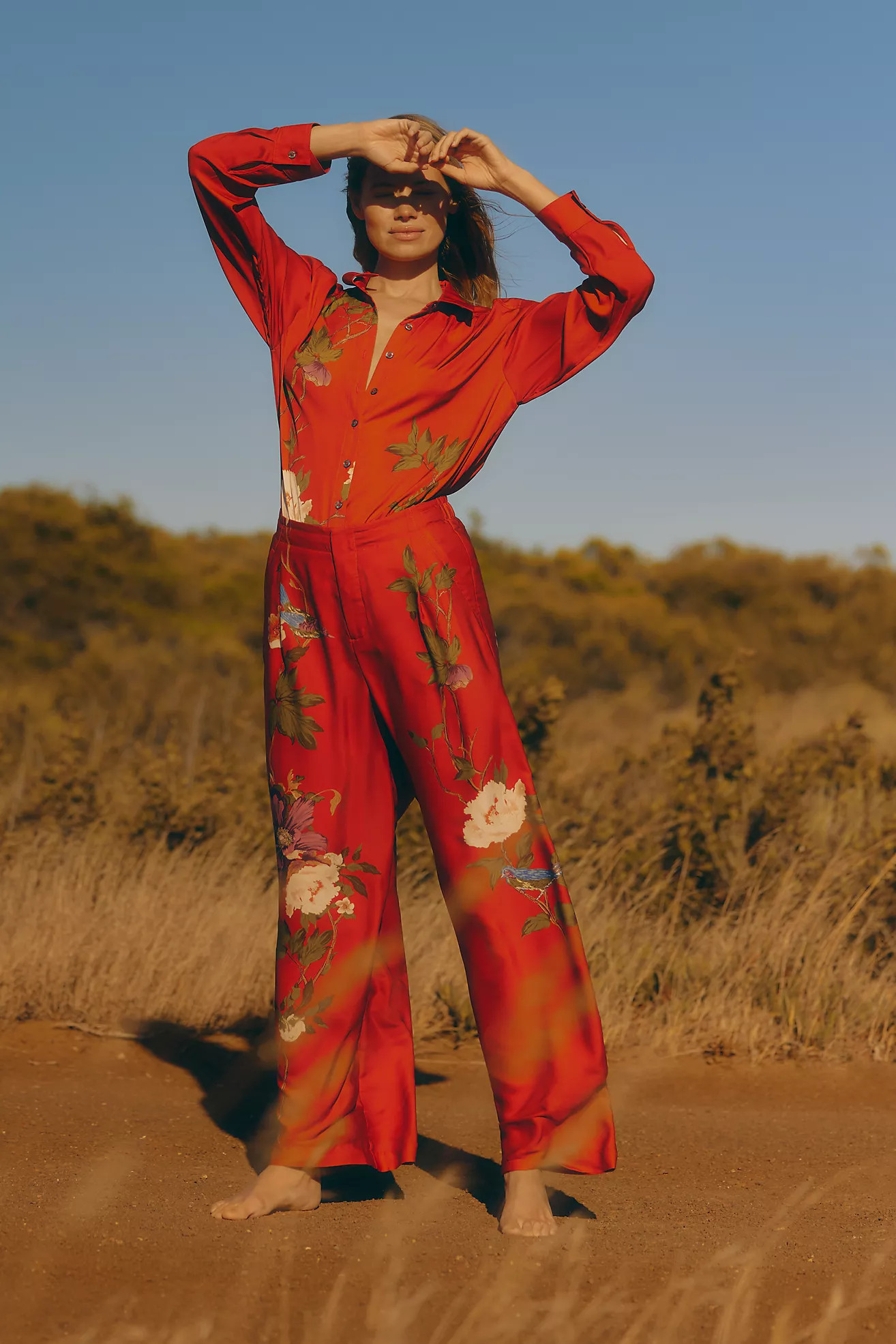 By Anthropologie Silky Printed Trousers | Anthropologie (US)