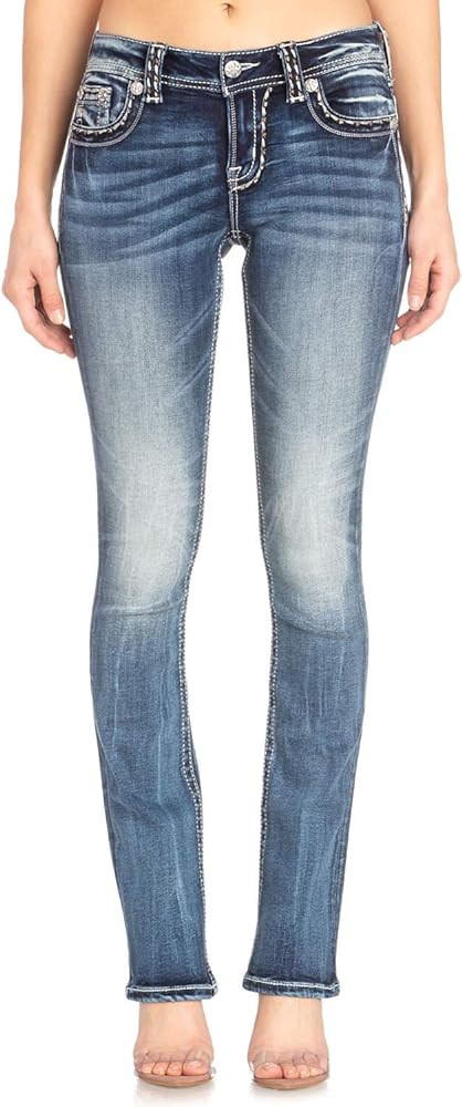 Miss Me Women's Embroidered Border Bootcut Jeans | Amazon (US)