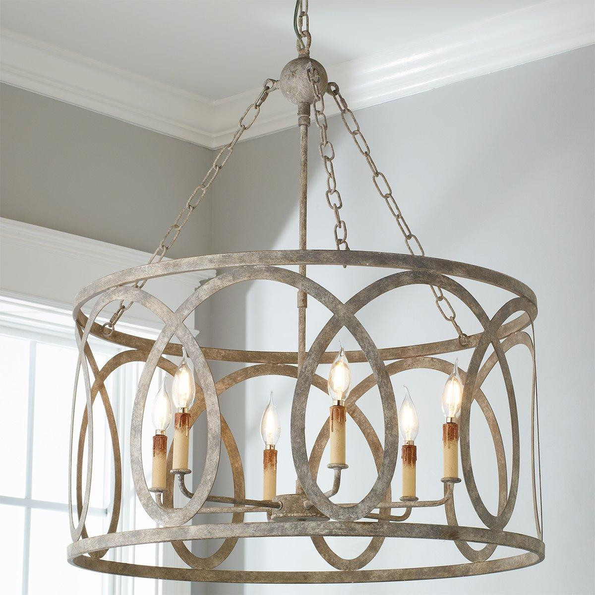 Transitional Cut Loop Drum Chandelier - 6 Light | Shades of Light