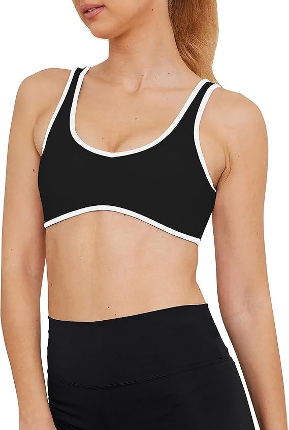 MISSACTIVER Women’s Workout Sports Bra Fitness V Neck Backless Wireless Removable Padded Bra Yo... | Amazon (US)