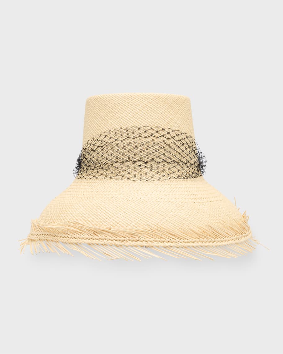 El Campesino Straw Bucket Hat With Tulle | Neiman Marcus