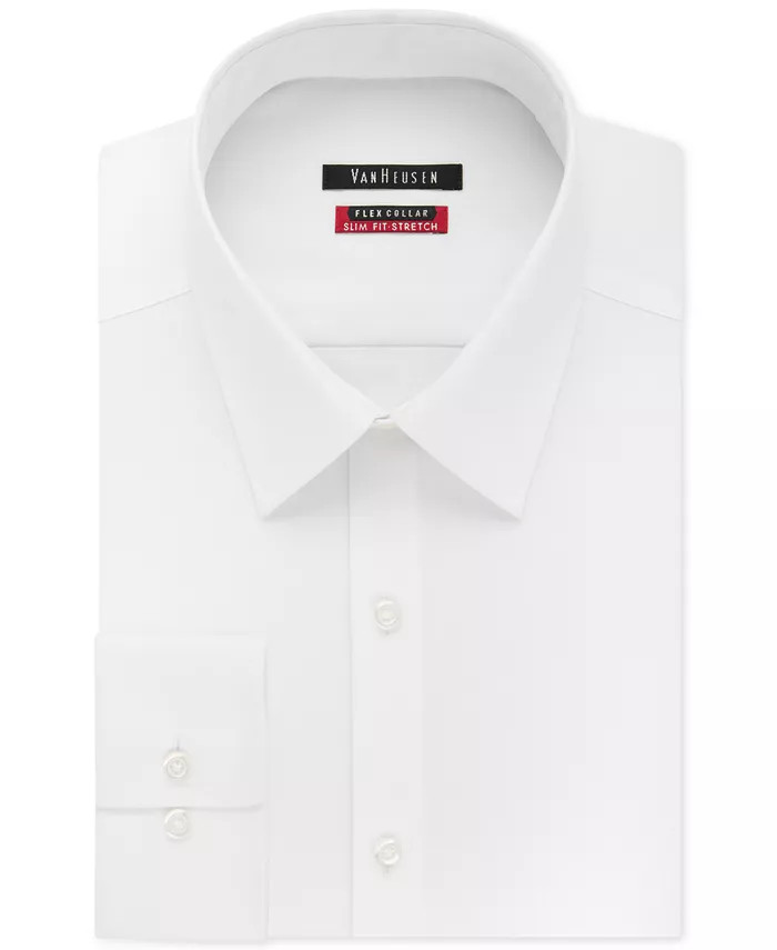 Van Heusen Men's Slim-Fit Flex Collar Stretch Solid Dress Shirt - Macy's | Macys (US)