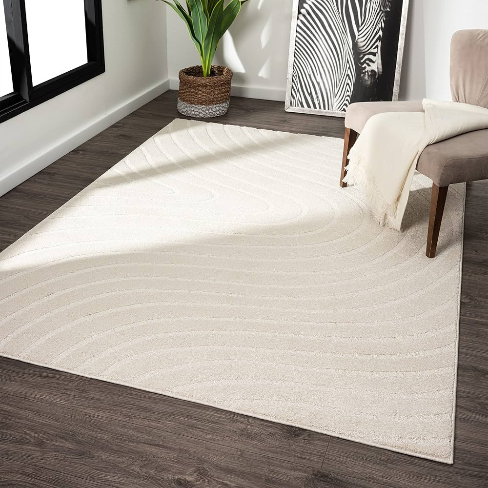 LUXE WEAVERS Modern Geometric Wave Cream 8x10 Area Rug | Amazon (US)