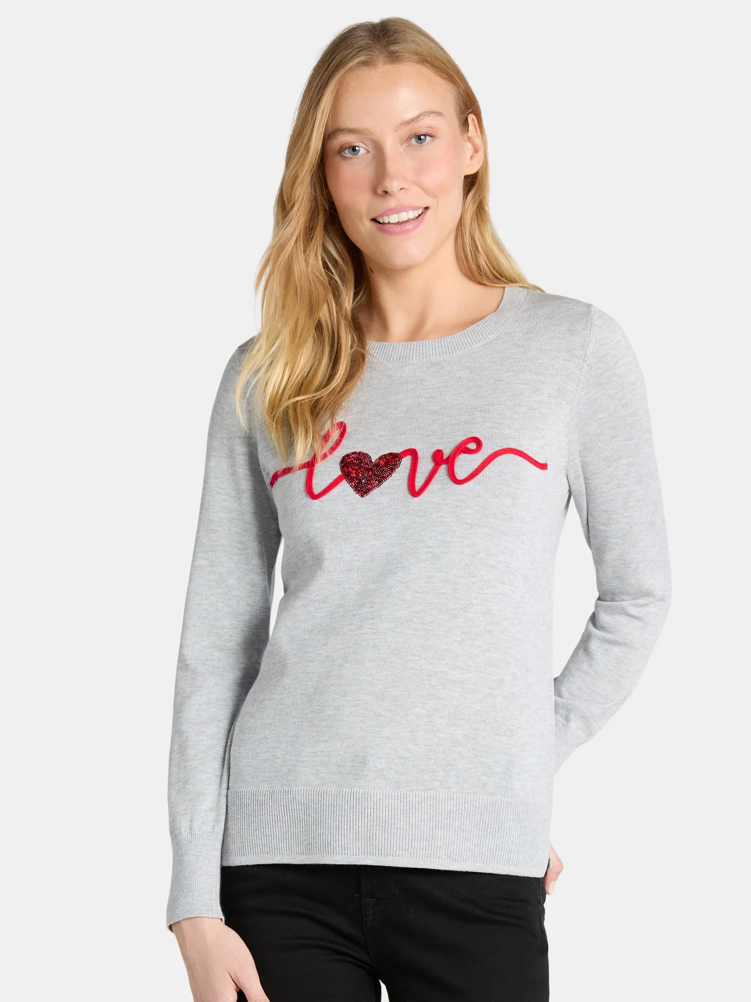 Time and Tru Women’s Valentine’s Day Sweater, Lightweight, Sizes XS-XXXL | Walmart (US)