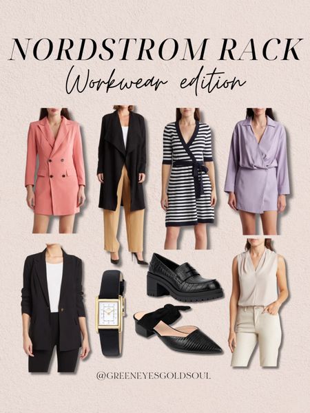 Nordstrom rack - workwear edition! 💛
Office wear, work, dress, stripes, midi, blazer, collared, clogs, mules, watch, cardigan 

#LTKFindsUnder100 #LTKU #LTKWorkwear
