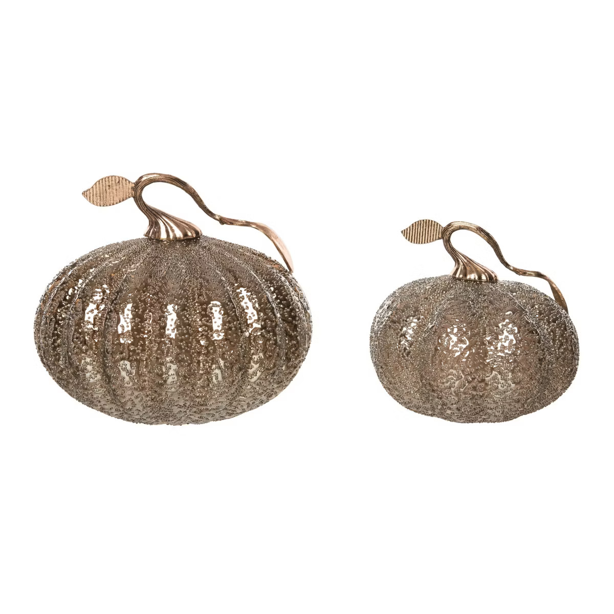 Transpac Glass 7.75 in. Brown Harvest Textured Pumpkins Set of 2 | Target