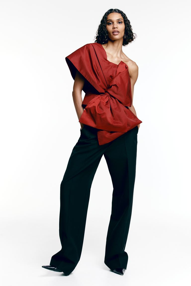 Bow-front Top - Red - Ladies | H&M US | H&M (US + CA)