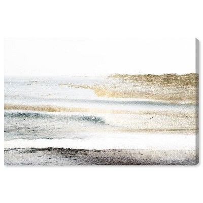 10" x 15" Beach Landscape White Nautical and Coastal Unframed Canvas Wall Art in Gold - Oliver Ga... | Target