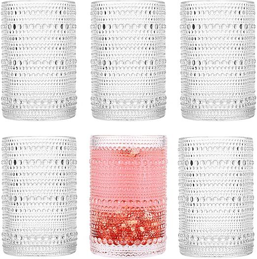 Hobnail Drinking Glasses set of 6（13 oz） Hobnail Water KItchen Glassware, Embossed Vintage Ju... | Amazon (US)