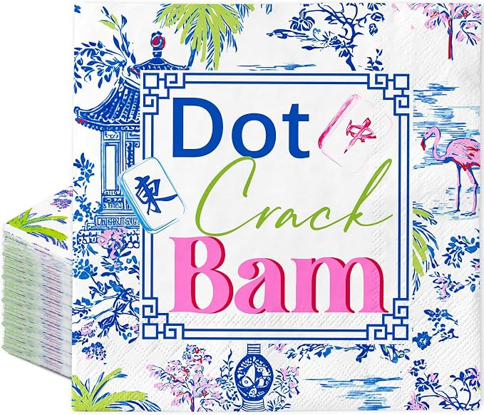50 Pcs Mahjong Cocktail Napkins Dot Crack Bam Paper Napkins Pavilion Coconut Tree Disposable Deco... | Amazon (US)