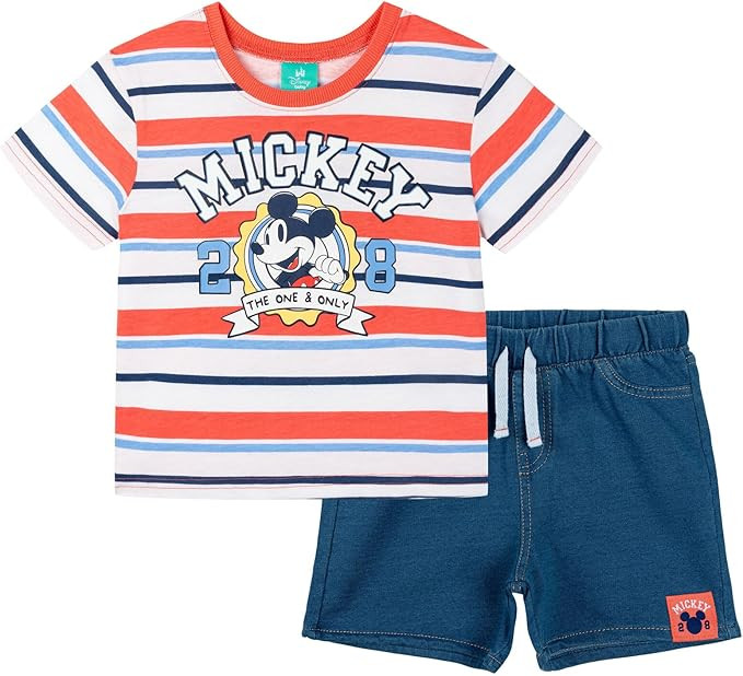Disney T-Shirt and French Terry Shorts Outfit Set Newborn to Little Kid Sizes (Newborn - 5) | Amazon (US)