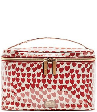 FRANCES VALENTINE Train Case Cosmetic Bag - Oyster/Red | Dillard's