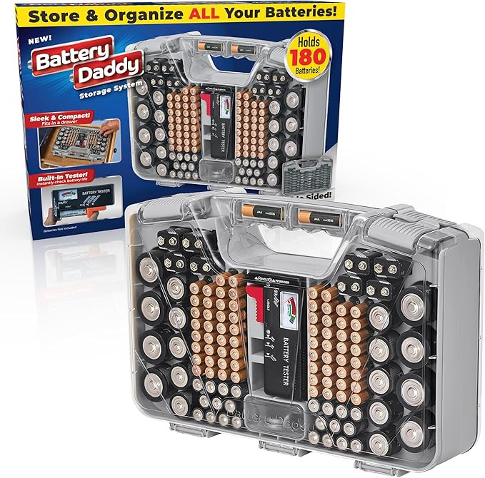 Ontel Battery Daddy Storage & Organizer Case with Tester, Stores & Protects Up to 180 Batteries, ... | Amazon (US)