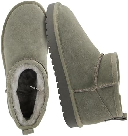 CUSHIONAIRE Hip-3 Genuine Suede Leather Ankle Boots for Women – Pull On Cozy Faux Fur Boots Wom... | Amazon (US)