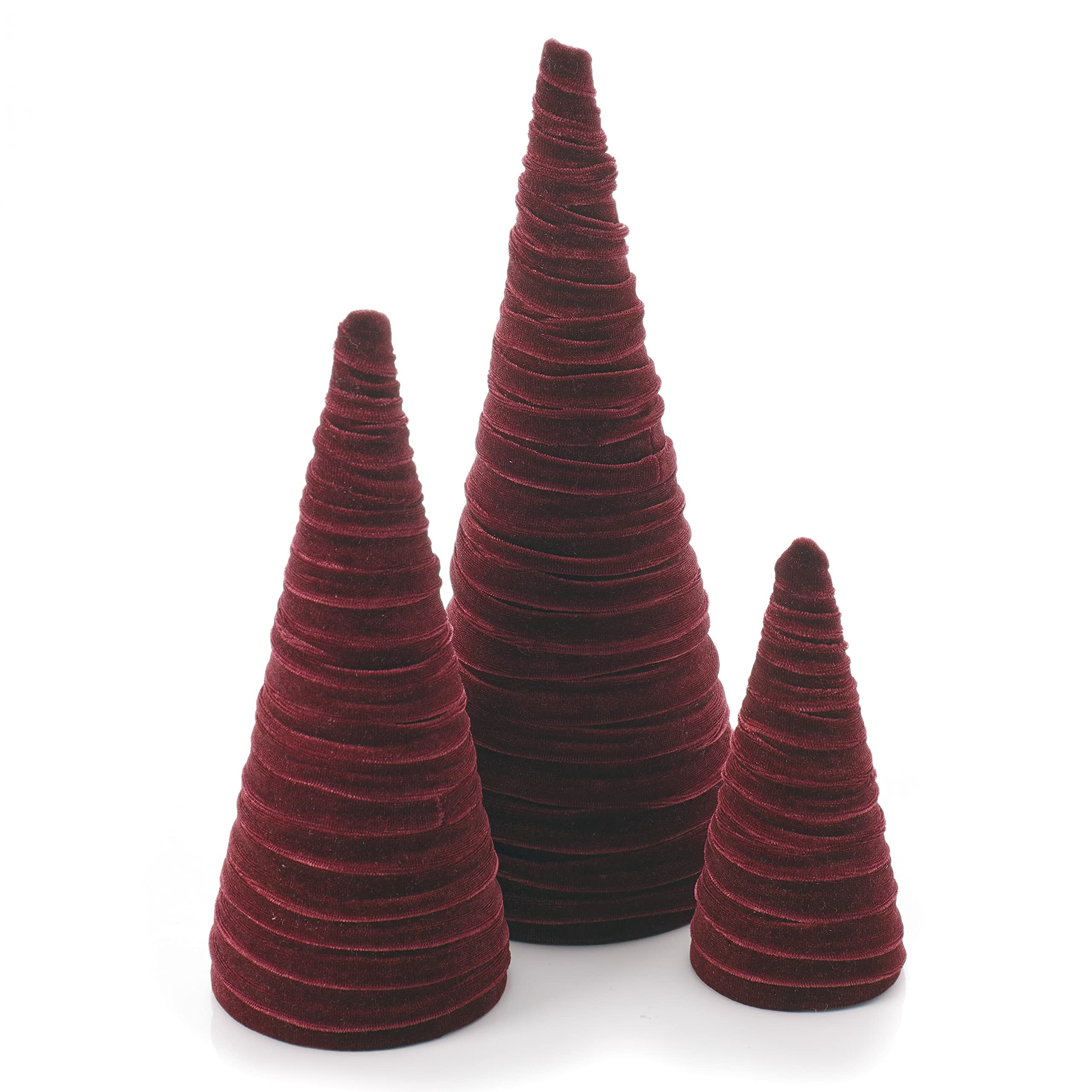 Set of 3 Burgundy Velvet Trees, Luxurious Handcrafted Home Decor, Christmas Tabletop Tree, Booksh... | Amazon (US)