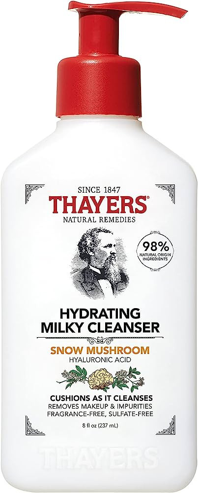 THAYERS Milky Hydrating Face Cleanser with Snow Mushroom and Hyaluronic Acid, Dermatologist Recom... | Amazon (US)